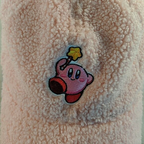 NEW Kirby Pink Sherpa Embroidered Baseball Cap Hat Nintendo Bioworld Adjustable - Picture 2 of 9